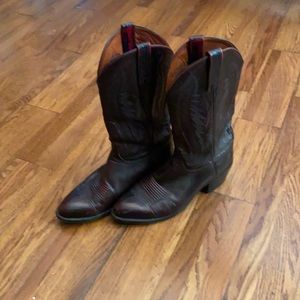 Men’s gently used mid-calf dress boots - cordovan color